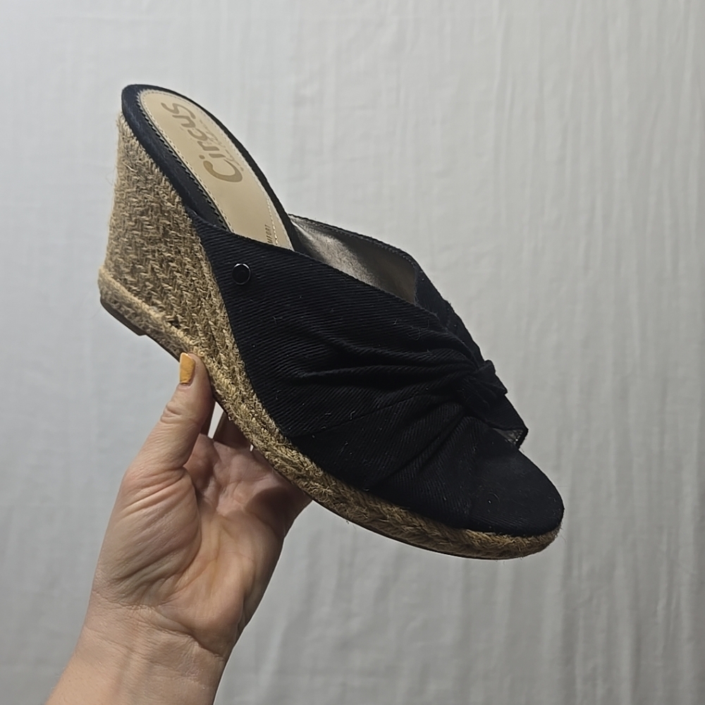 Circus By Sam Edelman Women's 10 Knot Espadrille‎ Wedge Clog Mules Sandals Black